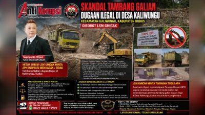 Ketua Umum LSM Gmicak Minta APH inspeksi mendadak / Sidak Tambang Galian dugaan Ilegal di Kaliwungu, Kudus