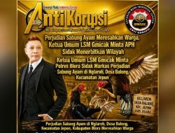 Perjudian Sabung Ayam di Blora Meresahkan Warga, Ketua Umum LSM Gmicak Minta APH Sidak Menerbitkan Wilayah