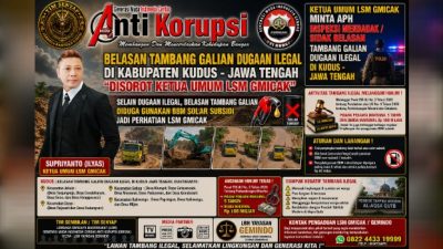 Ketua Umum LSM Gmicak Minta APH inspeksi mendadak / Sidak Belasan Tambang Galian dugaan Ilegal di Kudus – Jawa Tengah