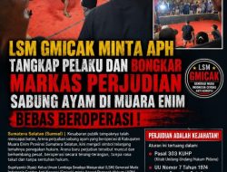 Supriyanto (ilyas) Ketua Umum LSM Gmicak Minta APH Tangkap Pelaku dan Bongkar Markas Perjudian Sabung Ayam di Muara Enim Bebas Beroperasi